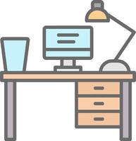 Work Table Line Filled Light Icon vector