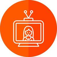 Television Line Red Circle Icon vector