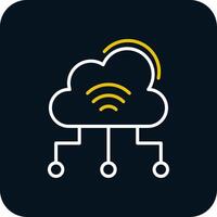 Cloud Computing Line Red Circle Icon vector