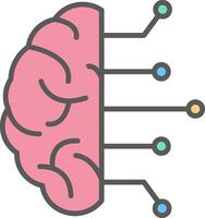 Brain Line Filled Light Icon vector