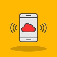 Mobile Cloud Filled Shadow Icon vector