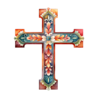 Crosses Adorned with Colorful Flowers png