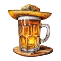 mexicano Cerveja com festivo vaqueiro chapéu png