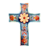 Crosses Adorned with Colorful Flowers png