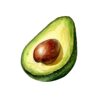 Watercolor Painting of Fresh Avocados png