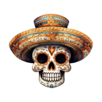 festivo açúcar crânios adornado com colorida chapéus png