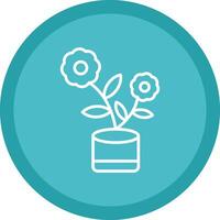 Flowerpot Line Multi Circle Icon vector