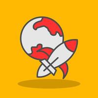 Rocket Ship Filled Shadow Icon vector