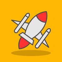 Rocket Ship Filled Shadow Icon vector