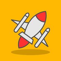 Rocket Ship Filled Shadow Icon vector