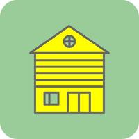 Wooden House Filled Yellow Icon vector