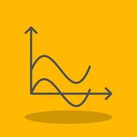Wave Chart Filled Shadow Icon vector