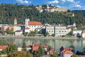 Passau at the three Rivers Danube,Inn and Ilz in bavarian Forest,lower Bavaria,Germany photo