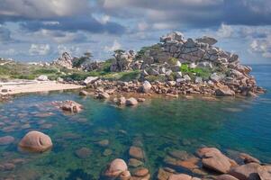 idyllic coastal Landcape called Cote de Granit Rose,Brittany,France photo