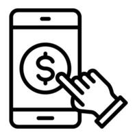 Mobile Pay Line Icon Design vector