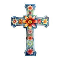 Crosses Adorned with Colorful Flowers png