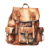 Watercolor Illustration of a Vibrant Backpack for Adventurous Journeys png