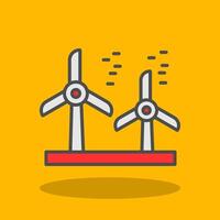 Wind Turbine Filled Shadow Icon vector