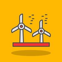 Wind Turbine Filled Shadow Icon vector