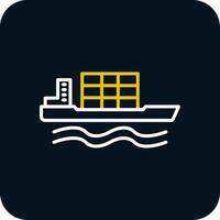 Bulk Carrier Line Yellow White Icon vector