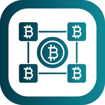 Bitcoin Blocks Glyph Gradient Corner Icon vector