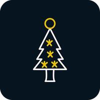 Christmas Tree Line Red Circle Icon vector