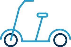 Kick Scooter Line Blue Two Color Icon vector