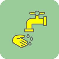 Lavado manos lleno amarillo icono vector