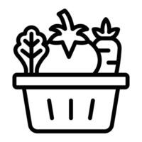 Vegetable Basket Line Icon Design vector