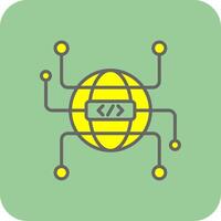 Globe Grid Filled Yellow Icon vector