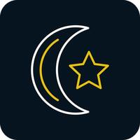 Moon Line Red Circle Icon vector