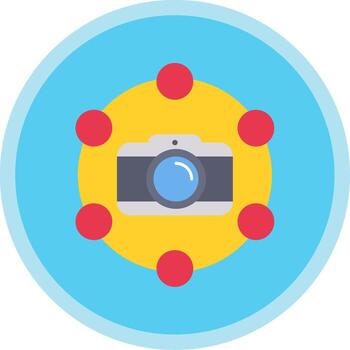 cámara plano multi circulo icono vector