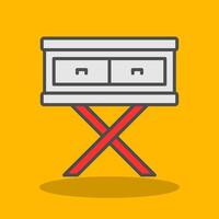 Side Table Filled Shadow Icon vector