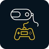 Vr Game Line Red Circle Icon vector