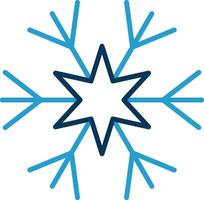 copo de nieve línea azul dos color icono vector