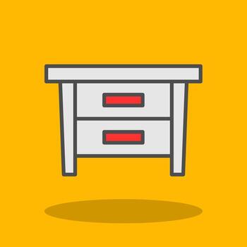 Side Table Filled Shadow Icon vector