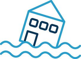 Flood Line Blue Two Color Icon vector