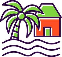 playa casa lleno diseño icono vector