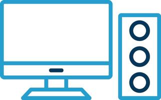 Desktop Computer Line Blue Two Color Icon vector