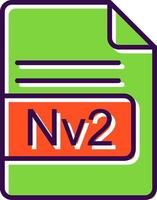 Nv2 File Format filled Design Icon vector