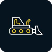 Bulldozer Line Red Circle Icon vector