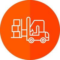 Forklift Line Red Circle Icon vector