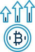 Bitcoin Up Line Blue Two Color Icon vector