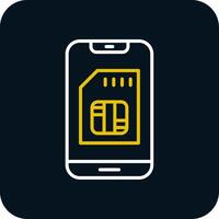 Sim Card Line Red Circle Icon vector