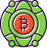 Global Bitcoin filled Design Icon vector