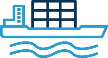 Bulk Carrier Line Blue Two Color Icon vector