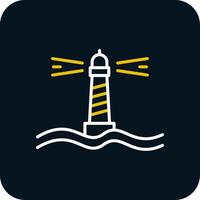 Lighthouse Line Red Circle Icon vector