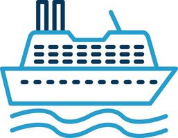 Cruise SHip Line Blue Two Color Icon vector