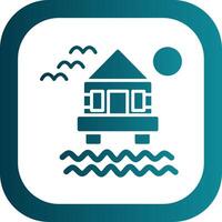 Beach Villa Glyph Gradient Corner Icon vector