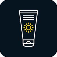Sun Cream Line Red Circle Icon vector